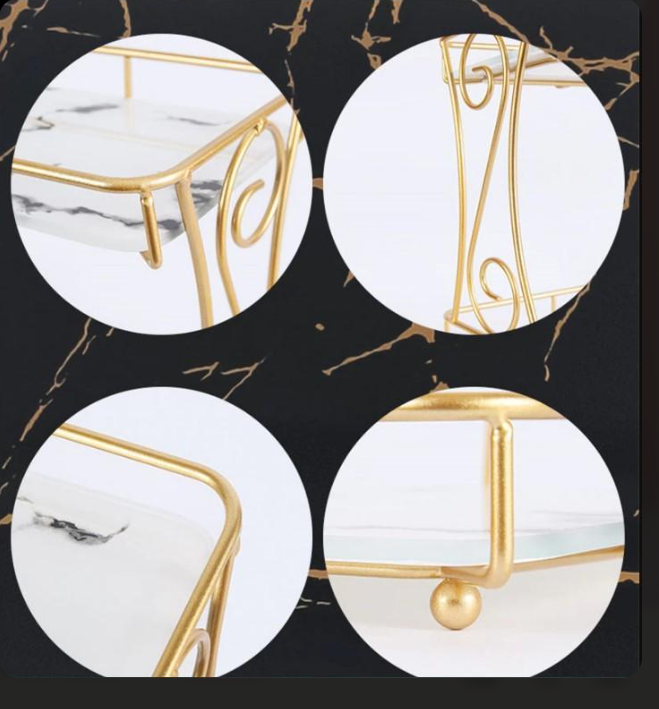 Golden Double Layer Makeup Rack with No Leak Storage