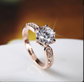 Silver Korean Wedding Ring with Zircon Simulation Diamond