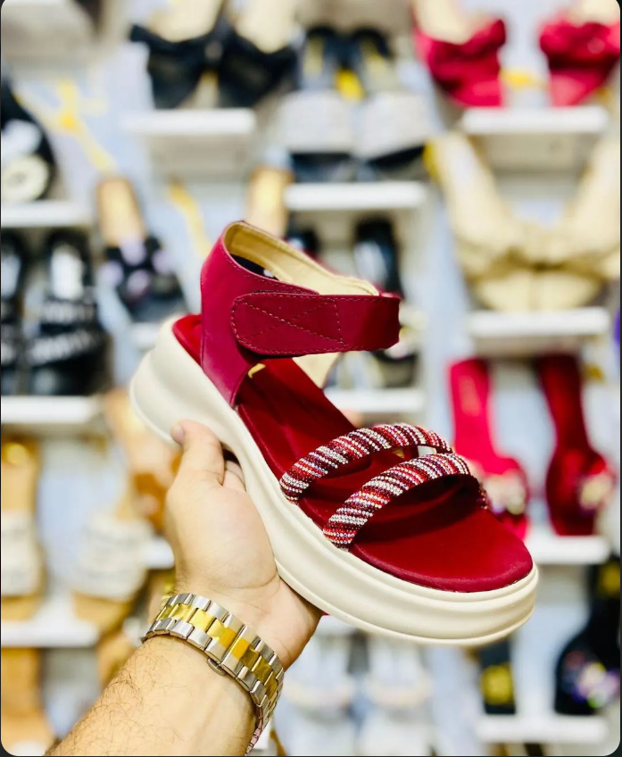 Classic Red Women's PU Leather Casual Sandals