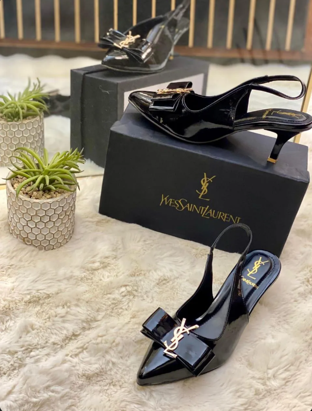Black YSL-Style Fancy Women's Rexine Heels Size 6-11