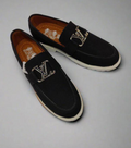 Men's Black Casual Loafers with LV Logo