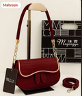 Maroon Leather Shoulder Bag for Girls