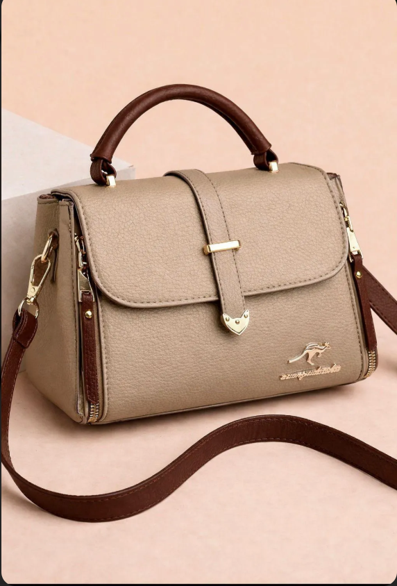 Beige Rexine Women's Shoulder Bag 8x10"