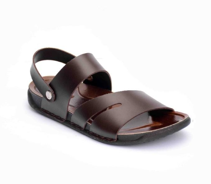Men Brown Synthetic Leather Hoop Sandals