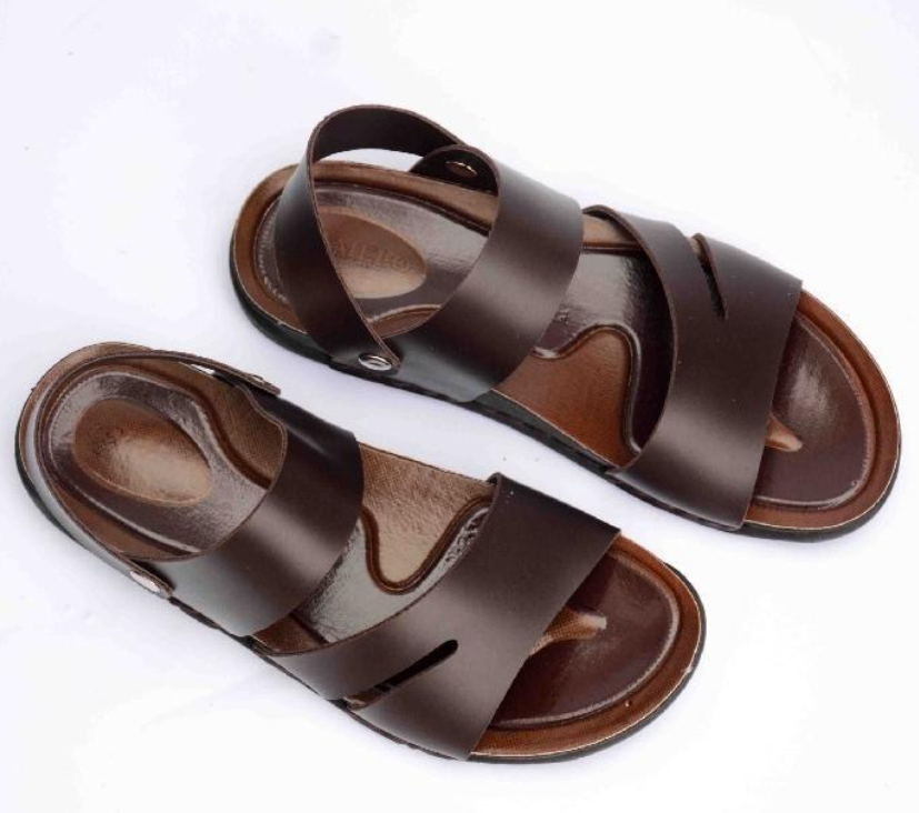 Men Brown Synthetic Leather Hoop Sandals