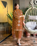 Brown Embroidered 3Pc Suit with Sequins & Duppatta