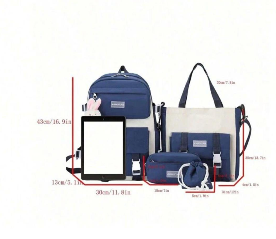 Navy Blue Multipurpose Backpack Set for Students