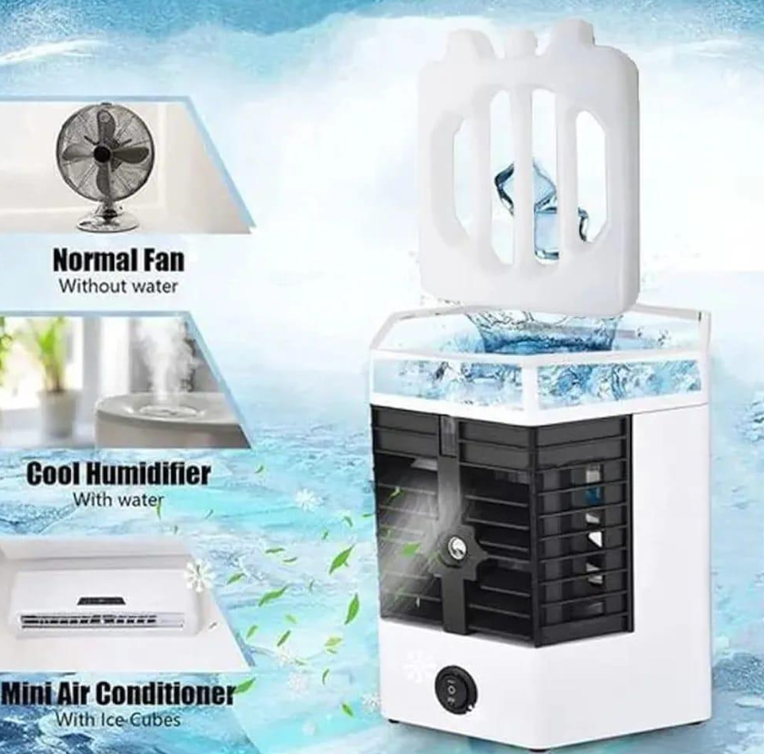 Mini Air Cooler with Humidifier & Fan, 1440 Watts, ABS Plastic, Blue Design