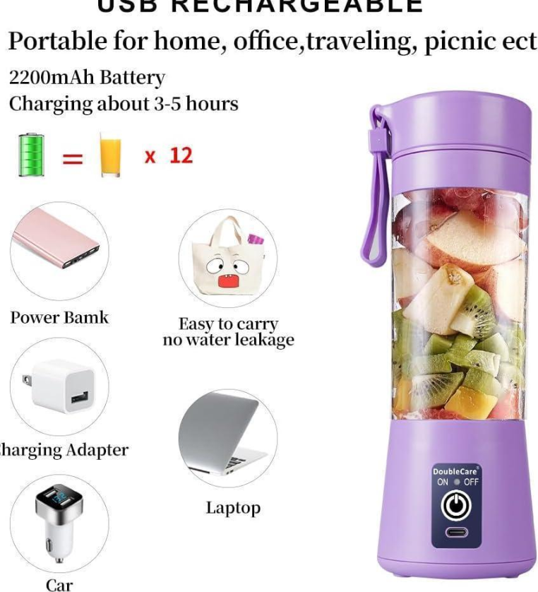 Portable Electric Juicer Blender Purple USB Rechargeable