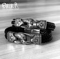 Black Viking Leather Bracelet for Men