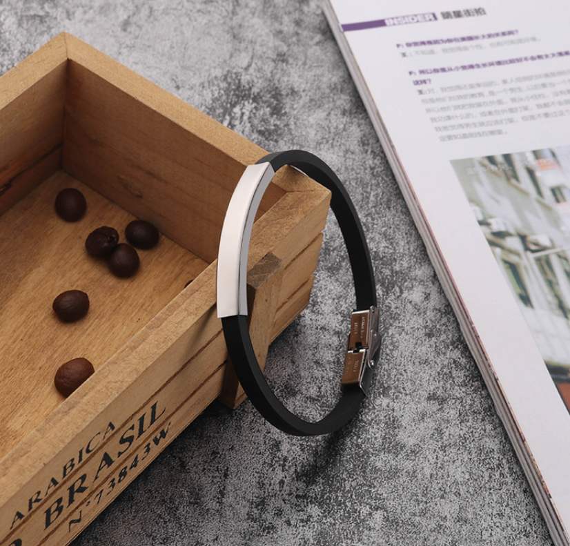 Black Silicone Korean Style Bracelet for Men Women