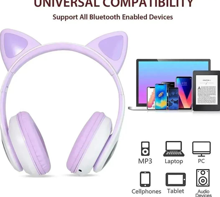 Cat-Ear Bluetooth Headphones for All Devices