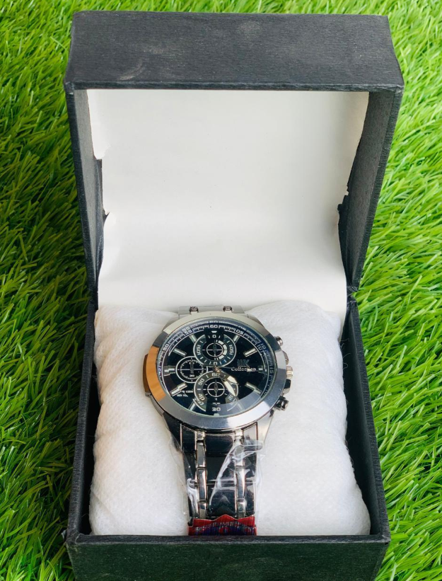 Men's Stainless Steel Watch Silver Gold Accents