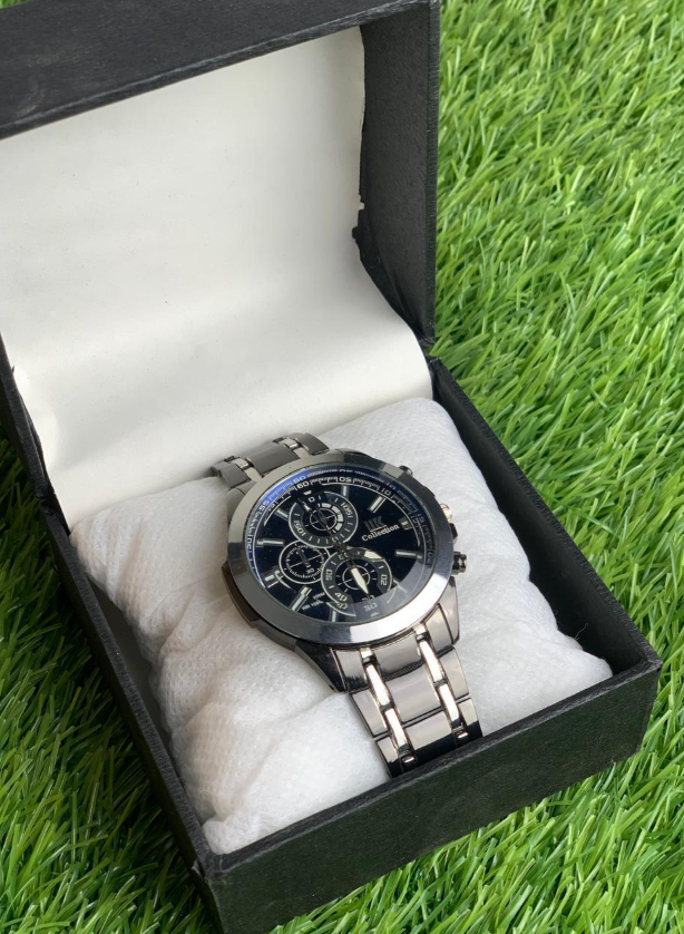 Men's Stainless Steel Watch Silver Gold Accents