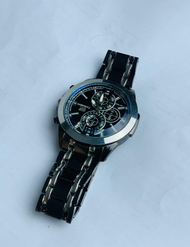 Men's Stainless Steel Watch Silver Gold Accents