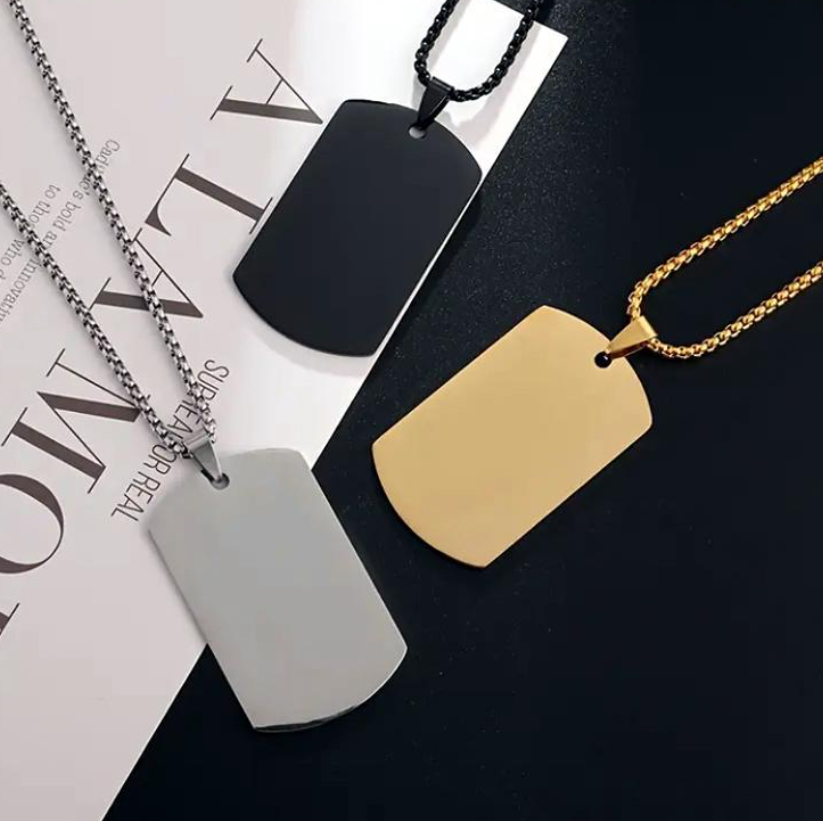 Gold Plated Dog Tag Necklace for Men Modern Stylish