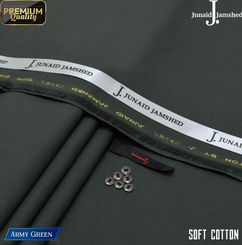Army Green Soft Cotton Unstitched Suit Fabric 4.5m