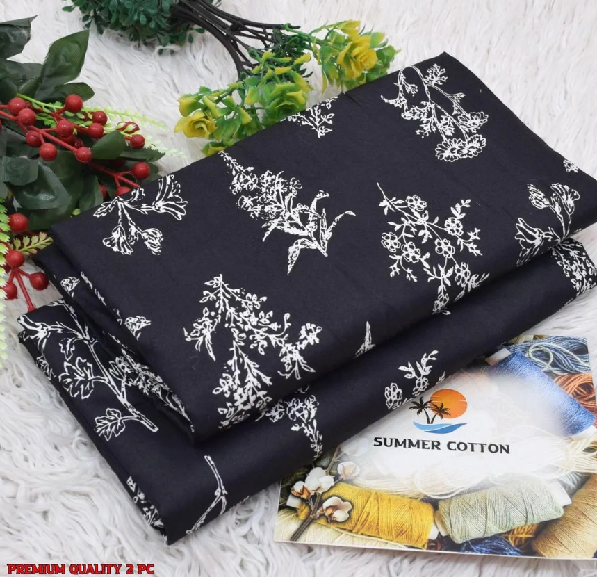 Black Floral Cotton Suit for Women Summer Pakistan