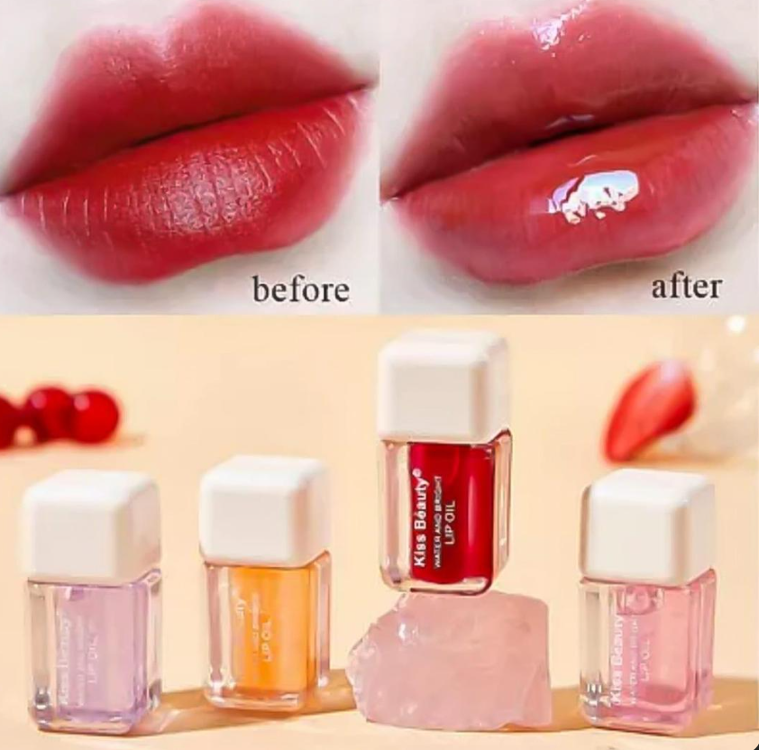 Hydrating Lip Oil Glossy Finish Cherry Peach Shades