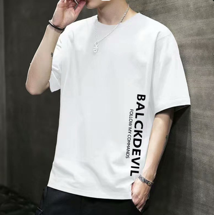 Men Slim Fit T-Shirt Summer Plus Size White