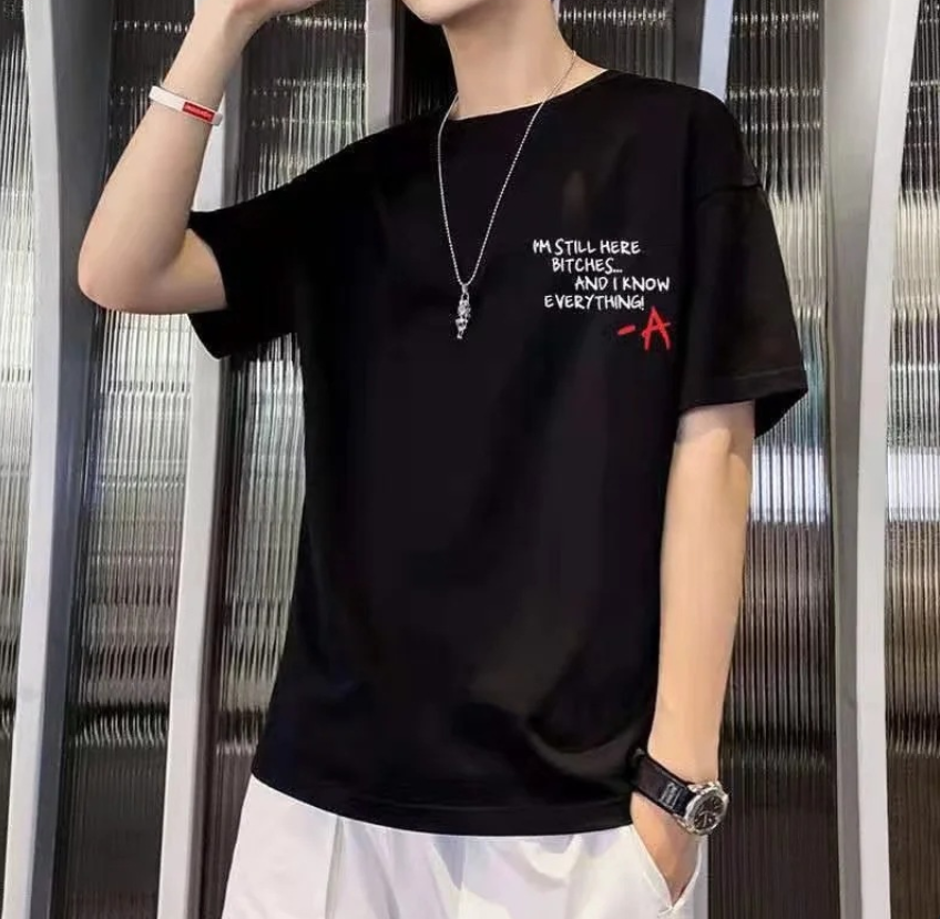 Men Slim Fit T-Shirt Summer Plus Size White