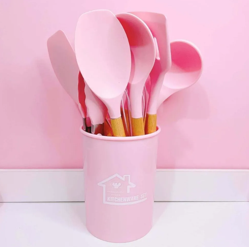 16-Piece Silicone Spoon Set Black Heat Resistant