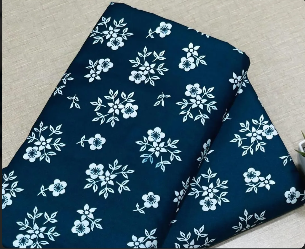 Blue Printed Polo Cotton 2Pcs Shirt Trouser Set
