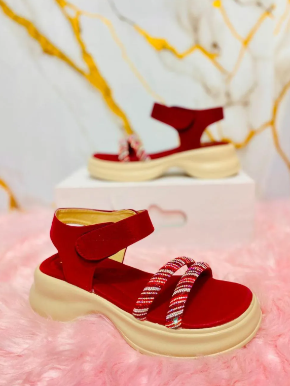 Classic Red Women's PU Leather Casual Sandals