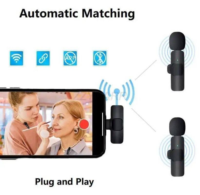 K9 Wireless Vlogging Microphone with Noise Reduction & iPhone Adapter