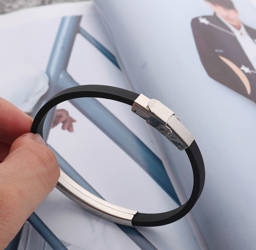 Black Silicone Korean Style Bracelet for Men Women