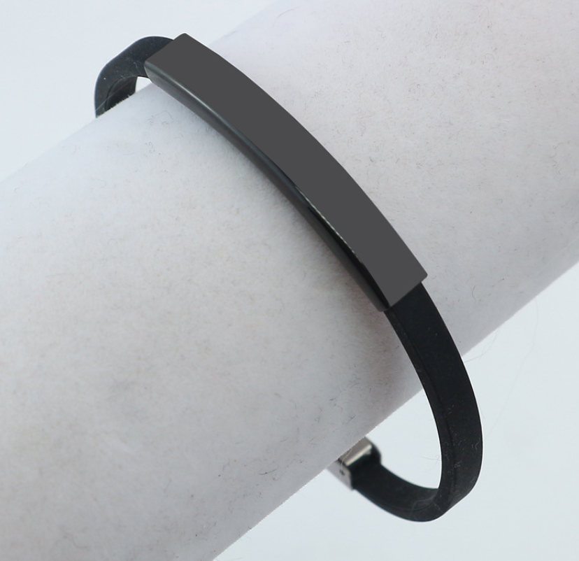 Black Silicone Korean Style Bracelet for Men Women