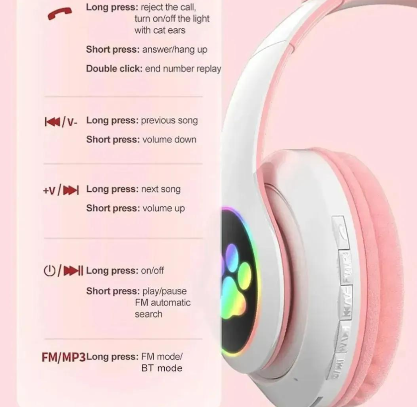Cat-Ear Bluetooth Headphones for All Devices
